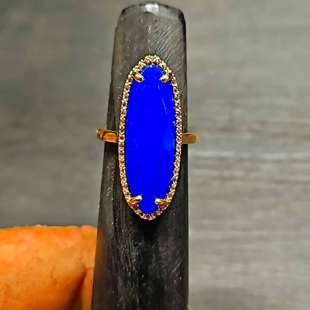 Gold Ring WithRoyal Blue Faceted Stone